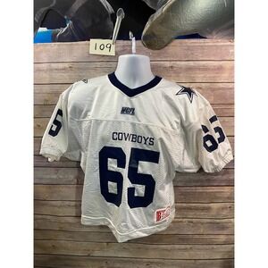 Dallas Cowboys Jersey Youth Large #65 Short Sleeve Football White Blue